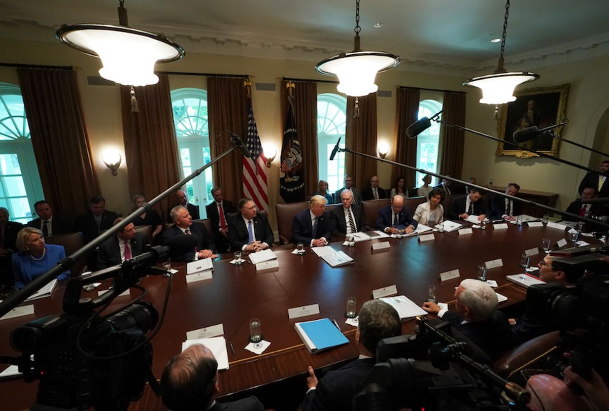 WASHINGTON, DC - JULY 16: US President Donald Trump presides over a cabinet meeting July 16, 2019 at the White House in Washington DC. (Photo by Chip Somodevilla/Getty Images) (Chip Somodevilla/Getty Images)