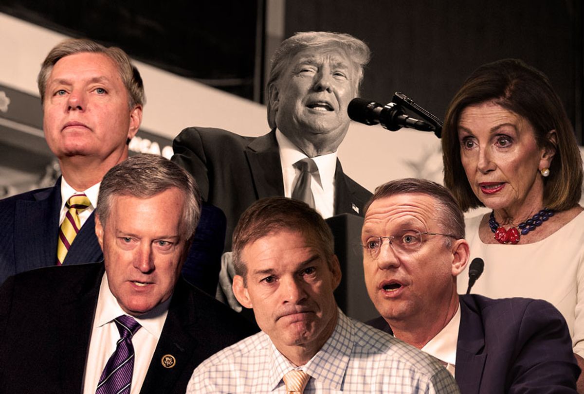 Donald Trump, Lindsey Graham, Nancy Pelosi, Jim Jordan, Doug Collins, and Mark Meadows (AP Photo/Getty Images/Salon)