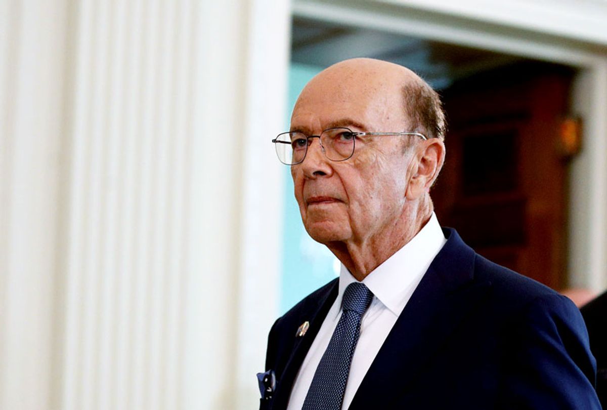 Commerce Secretary Wilbur Ross walks into the East Room of the White House before a news conference with President Trump and Australian Prime Minister Scott Morrison, Friday, Sept. 20, 2019, in Washington.  (AP Photo/Patrick Semansky)