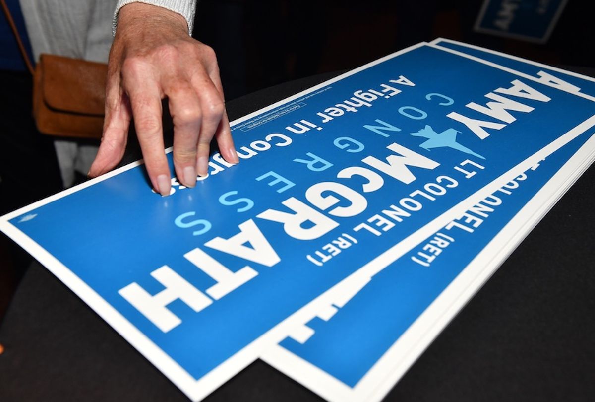 Supporters gather to watch returns during an election night event for Democratic congressional candidate Amy McGrath  at the EKU Center for the Arts on November 6, 2018 in Richmond, Kentucky. McGrath held a slim lead over U.S. Rep. Andy Barr (R-IA) in early returns.  (Photo by Jason Davis/Getty Images) (ason Davis/Getty Images)