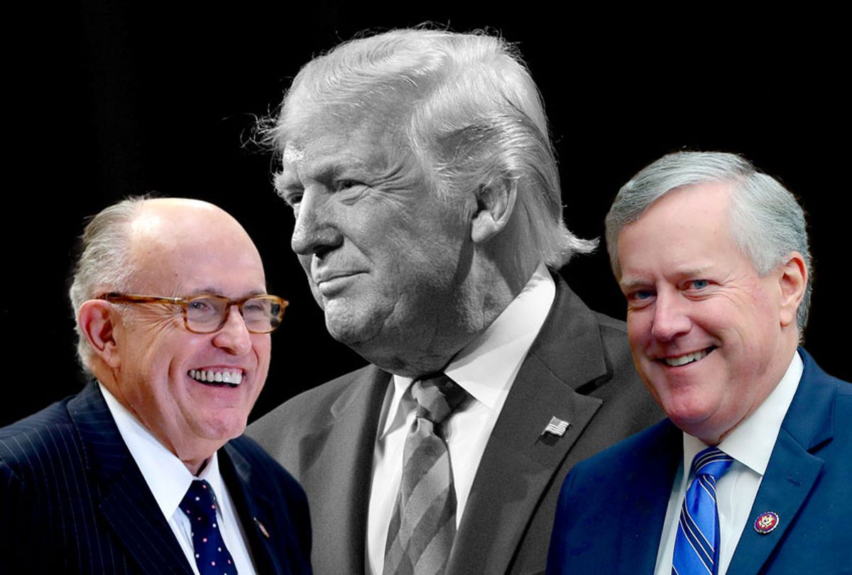 US President Donald Trump, Rep. Mark Meadows, and Rudy Giuliani (AP Photo/Getty Images/Salon)