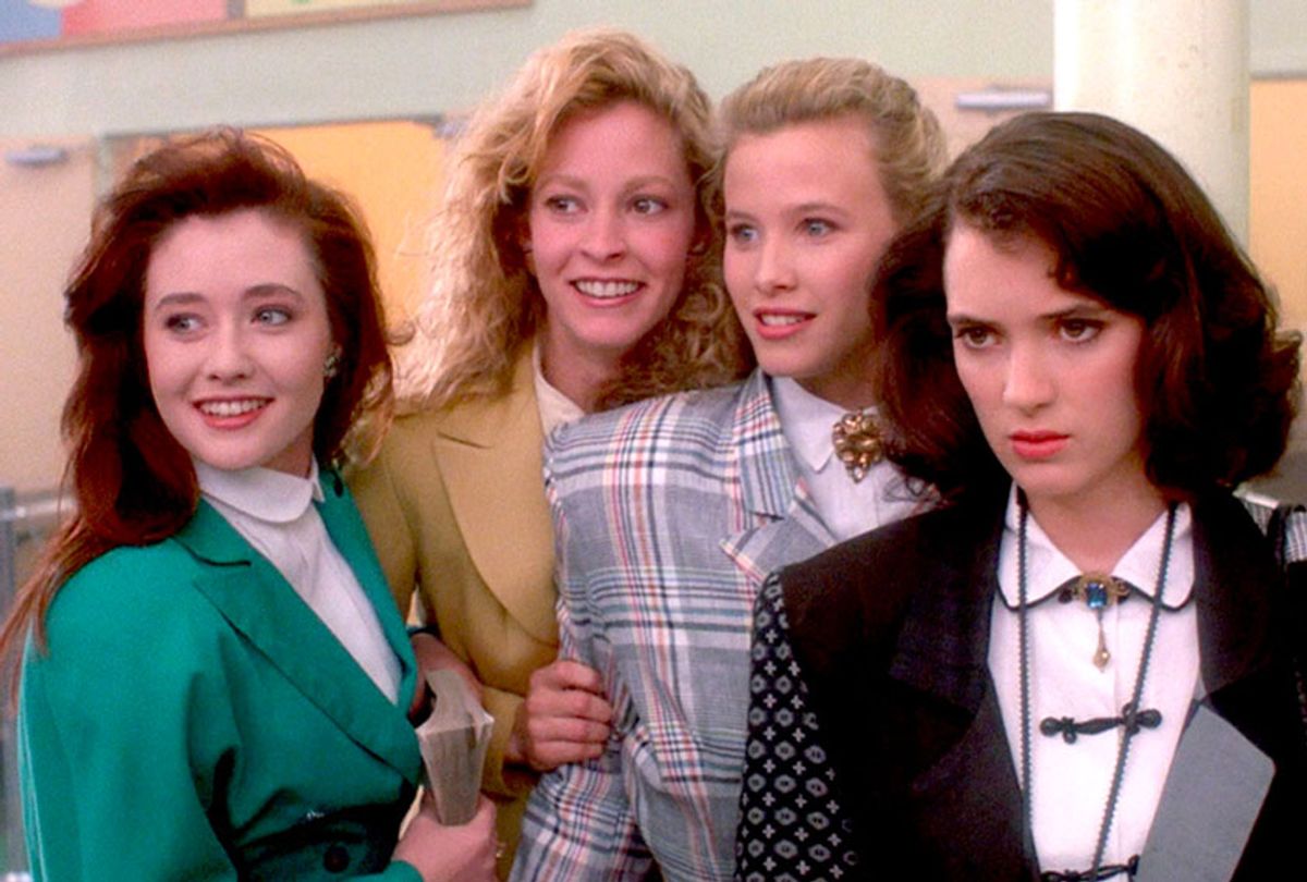 Winona Ryder, Shannen Doherty, Lisanne Falk, and Kim Walker in Heathers (1988) (New World Pictures)