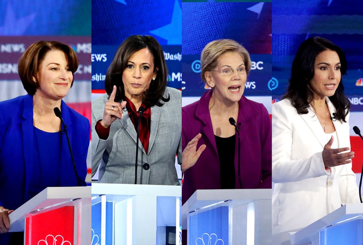 Amy Klobuchar, Kamala Harris, Elizabeth Warren and Tulsi Gabbard (Getty Images/AP Photo/Salon)