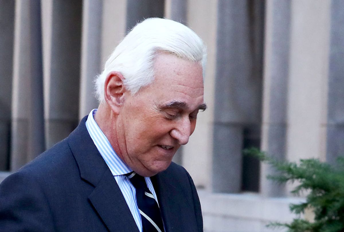 Roger Stone, former advisor to President Donald Trump, arrives for the second day of his trial at the E. Barrett Prettyman United States Courthouse on November 6, 2019 in Washington, DC. Stone has been charged with lying to Congress and witness tampering.  (Mark Wilson/Getty Images)