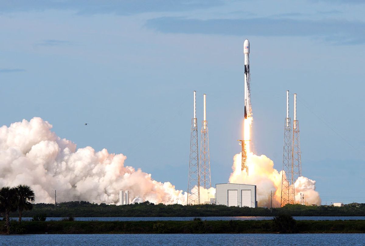 A SpaceX Falcon 9 rocket lifts off from Cape Canaveral Air Force Station carrying 60 Starlink satellites on November 11, 2019 in Cape Canaveral, Florida. The Starlink constellation will eventually consist of thousands of satellites designed to provide world wide high-speed internet service. (Paul Hennessy/NurPhoto via Getty Images)