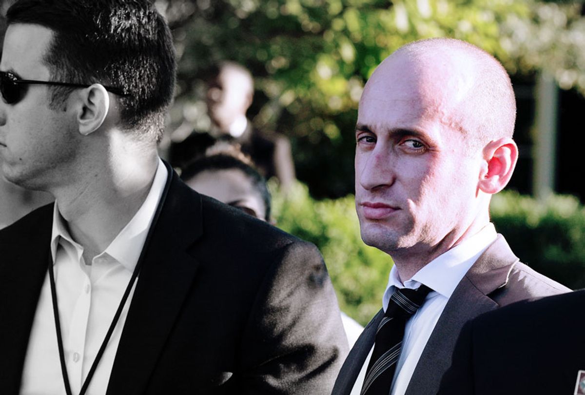White House senior adviser Stephen Miller (C) is seen during a congressional picnic on the South Lawn of the White House  (Alex Wong/Getty Images)