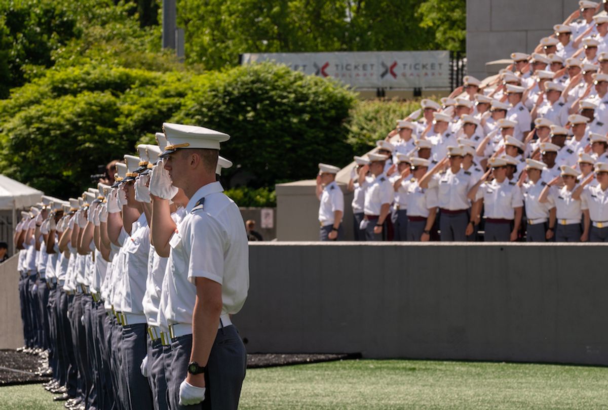 Cadets wait for the start of the U.S. Military Academy Class of 2019 graduation ceremony at Michie Stadium on May 25, 2019 in West Point, New York. (Photo by David Dee Delgado/Getty Images)