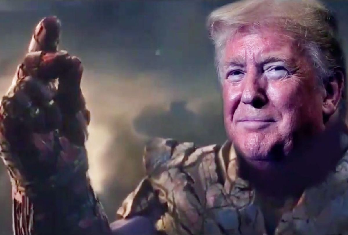 The tweet from Donald Trump's campaign put his head on Thanos's body (MARVEL/Twitter/@TrumpWarRoom)