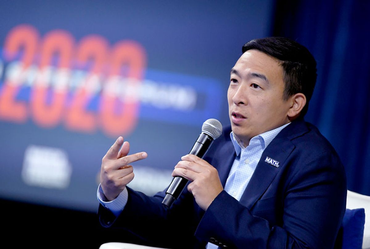 Democratic presidential candidate Andrew Yang  (Ethan Miller/Getty Images))