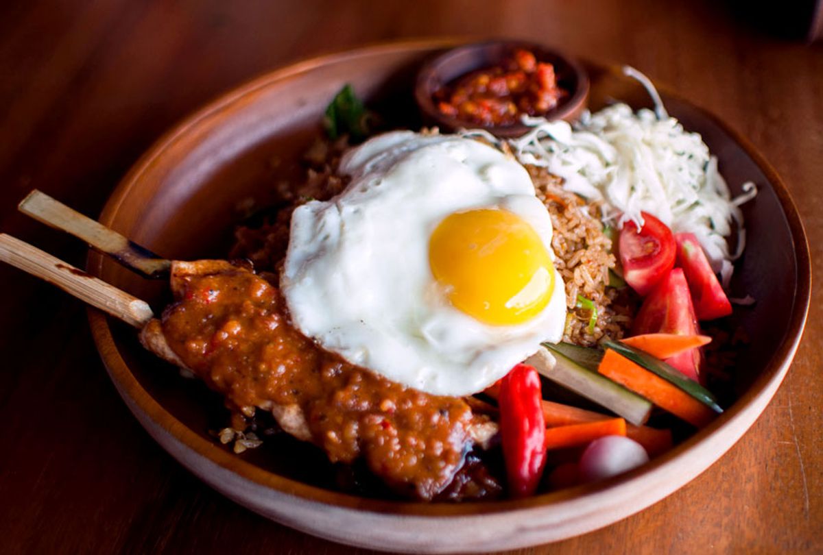 A local Indonesian dish consists of chicken, fried rice and egg also called "Nase Goreng" (Getty Images/Karl Tapales)