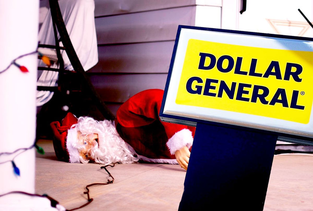 Knocked over Santa Claus, and a Dollar General sign (Getty Images/ Salon)