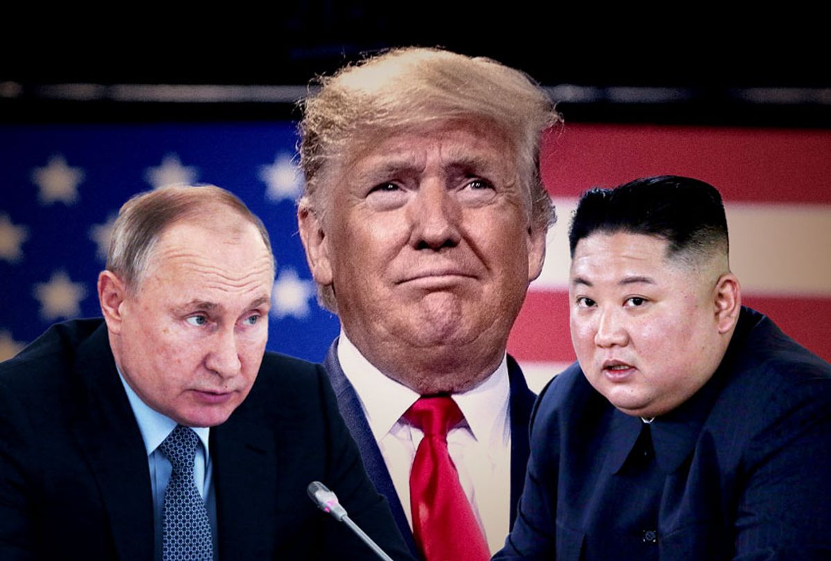 Donald Trump, Vladimir Putin, and Kim Jong Un (Getty Images/Brendan Smialowski/AFP/Mikhail Svetlov/Salon)