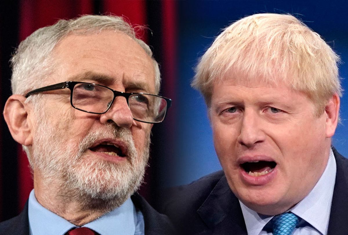  In this composite image a comparison has been made between Jeremy Corbyn, Labour Leader and Boris Johnson, Prime Minister and Conservative Leader. (Jack Taylor/Christopher Furlong/Getty Images)