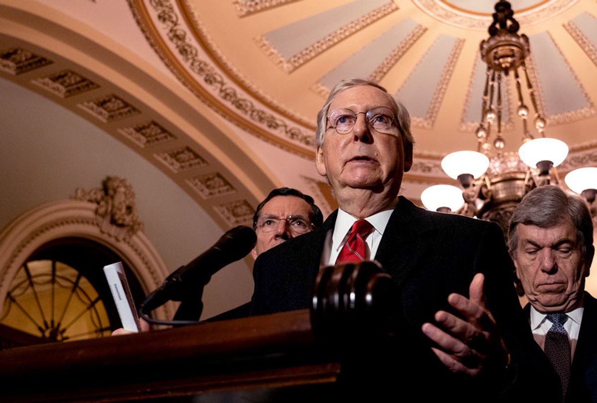 Senate Majority Leader Mitch McConnell (R-KY) speaks during his weekly press conference at the U.S. Capitol on November 19, 2019 in Washington, DC. Republicans spoke about their desire to work on their legislative agenda despite the impeachment hearings in the House.  (Alex Edelman/Getty Images)