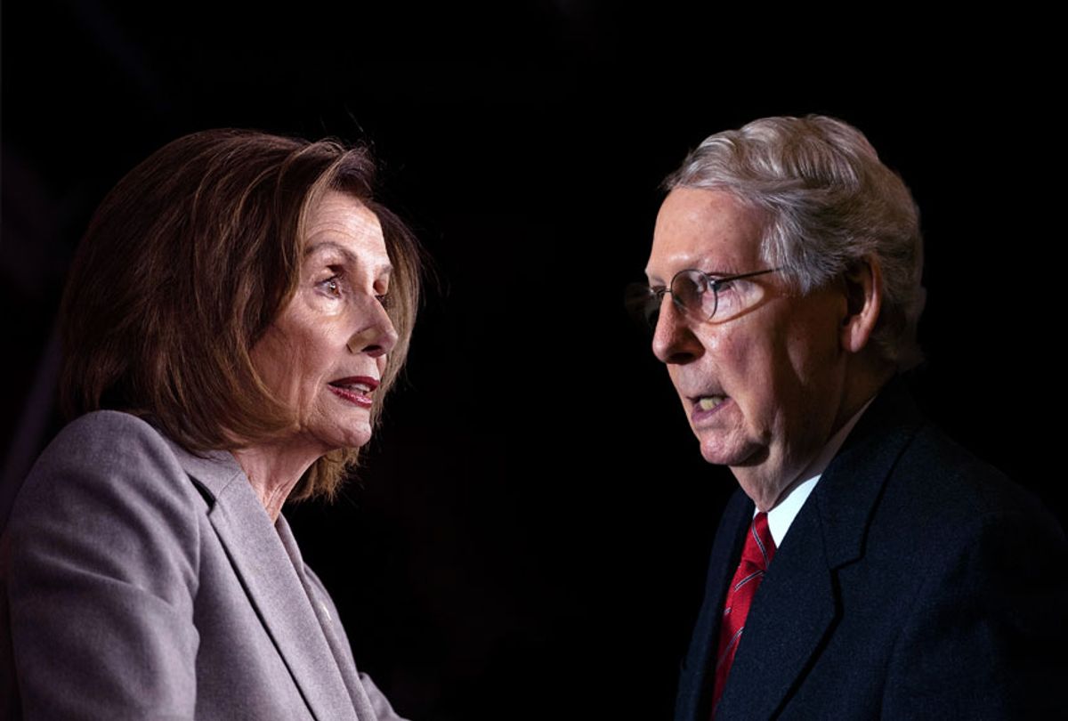 Senate Majority Leader Mitch McConnell and Speaker of the House Nancy Pelosi (Drew Angerer/Alex Edelman/Getty Images/Salon)