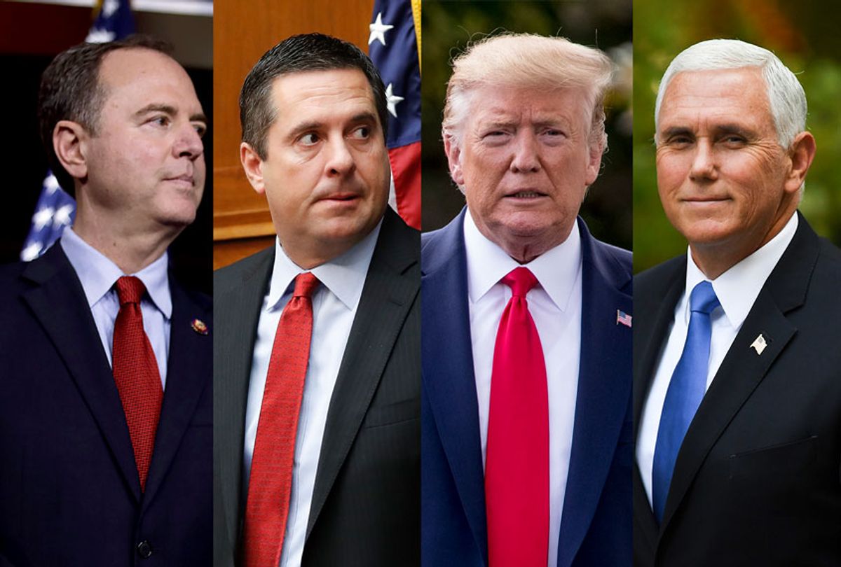 Adam Schiff, Devin Nunes, Donald Trump and Mike Pence (Getty Images/AP Photo/Salon)