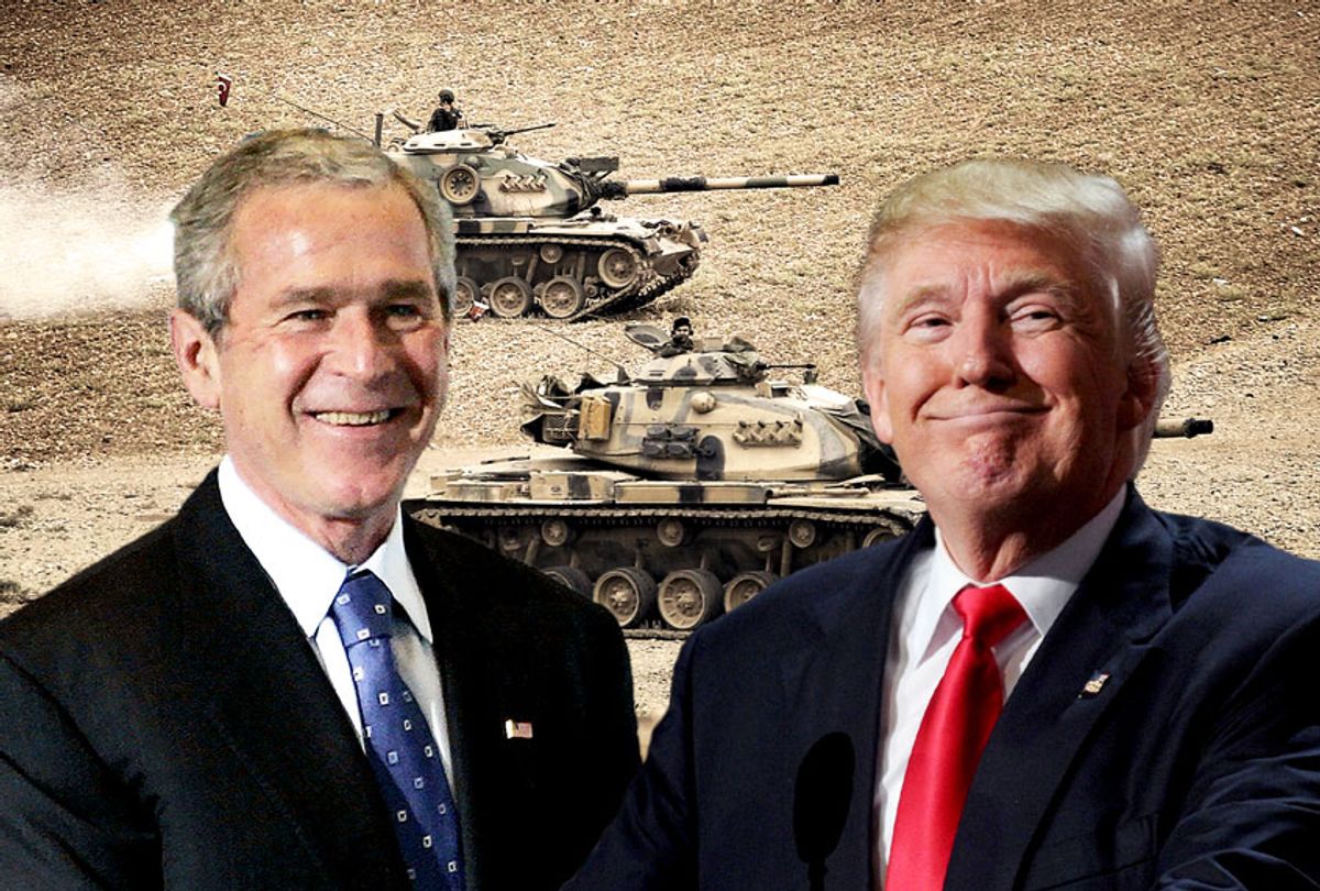 George W. Bush and Donald Trump (AP Photo/Charles Dharapak/Dennis Van Tine/Burhan Ozbilici)