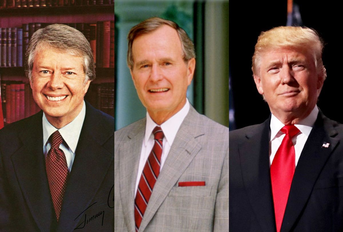 Jimmy Carter, George H. W. Bush, and Donald Trump (Getty Images/Salon)