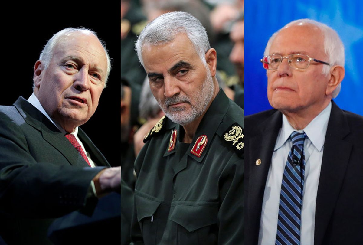 Dick Cheney, Qassem Soleimani, and Bernie Sanders (AP Photo/Salon)
