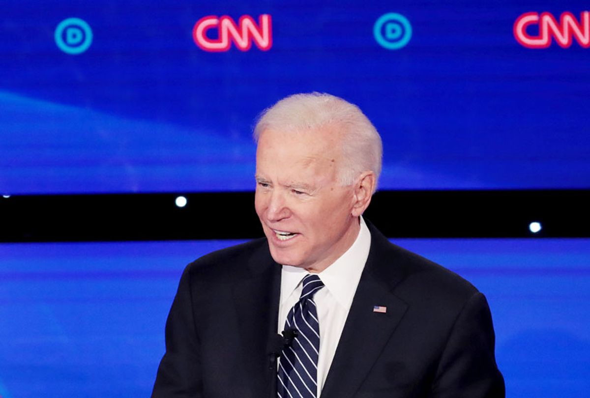 Vice President Joe Biden speaks during the Democratic presidential primary debate at Drake University on January 14, 2020 in Des Moines, Iowa.  Six candidates out of the field qualified for the first Democratic presidential primary debate of 2020, hosted by CNN and the Des Moines Register. (Scott Olson/Getty Images)