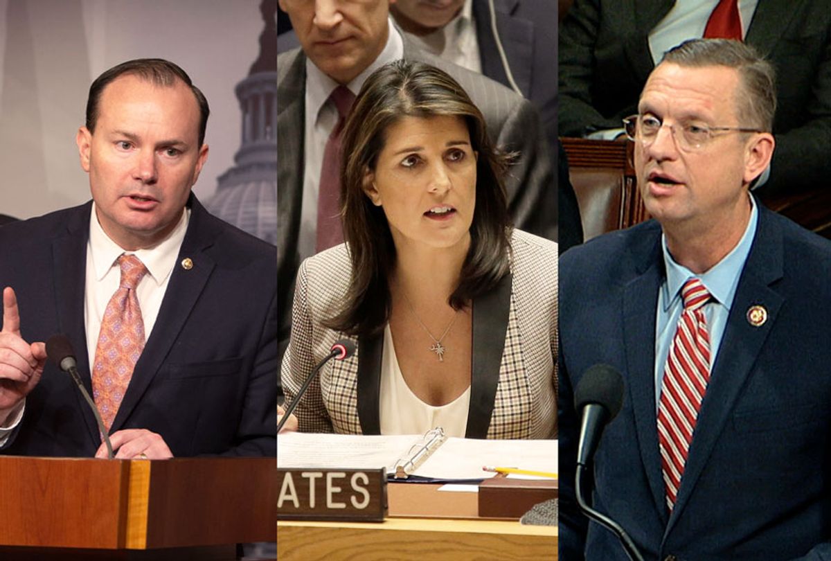 Mike Lee, Nikki Haley, and Doug Collins (Getty Images/AP Photo/Salon)