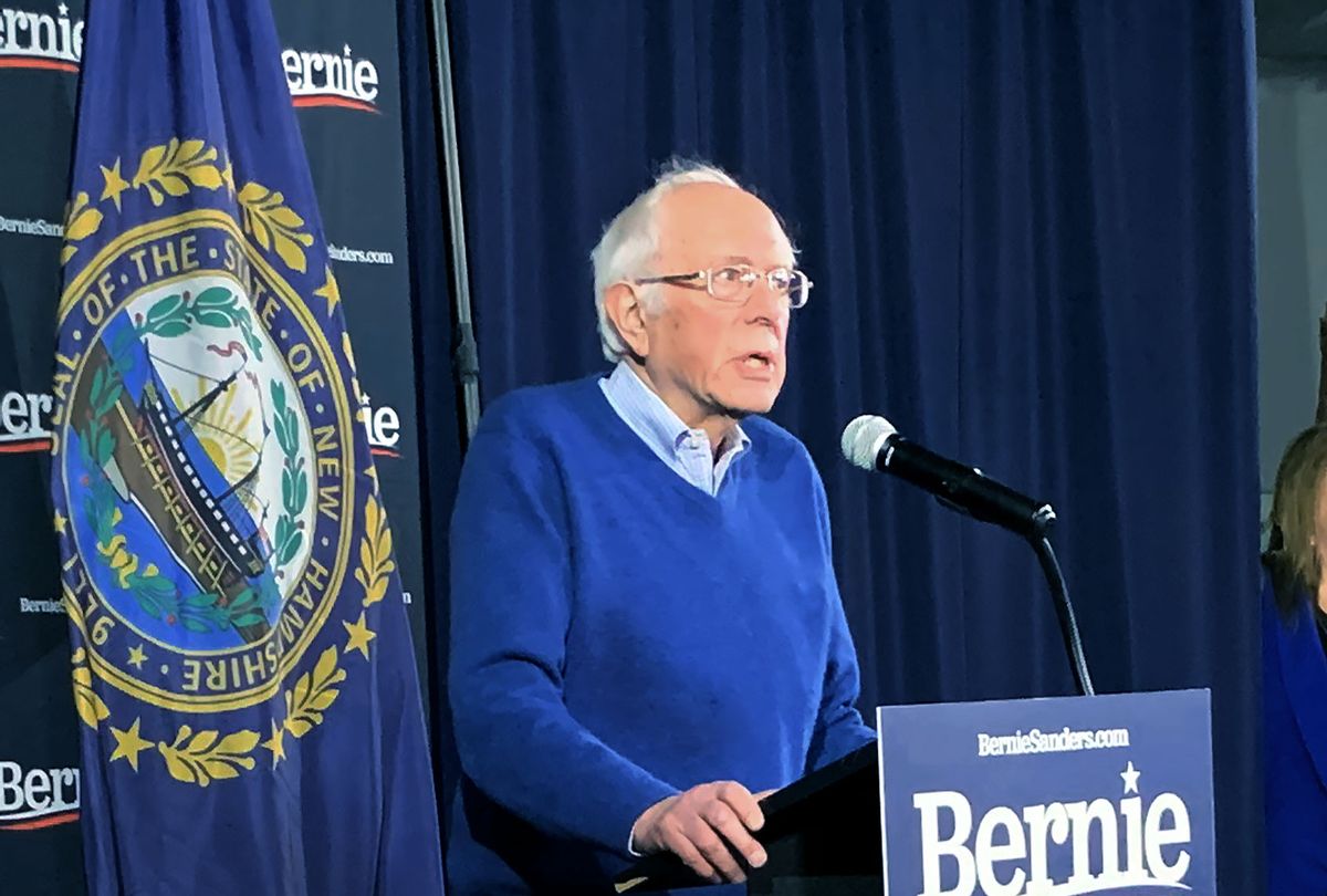 Democratic presidential candidate Sen. Bernie Sanders, I-Vt., speaks during a news conference at his New Hampshire headquarters, Thursday, Feb. 6, 2020 in Manchester, N.H. (Amanda Marcotte)