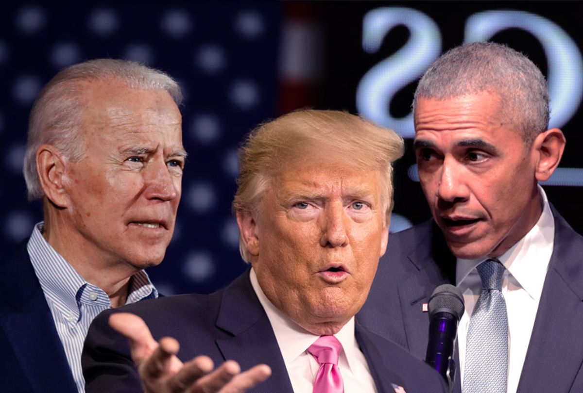 Joe Biden, Barack Obama and Donald Trump (AP Photo/Salon)