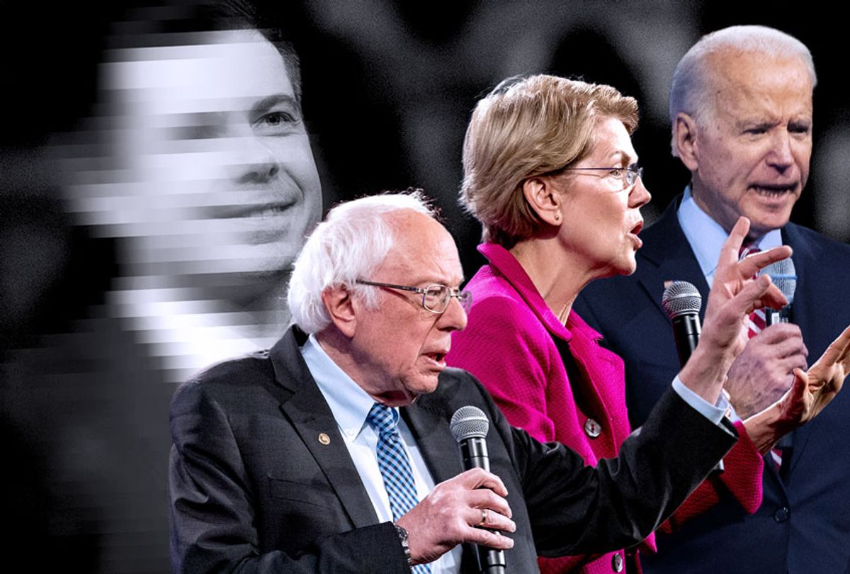 Bernie Sanders, Elizabeth Warren, Joe Biden and Pete Buttigieg (AP Photo/Salon)