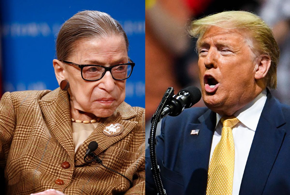 Ruth Bader Ginsberg and Donald Trump (AP Photo/Getty Images/Salon)