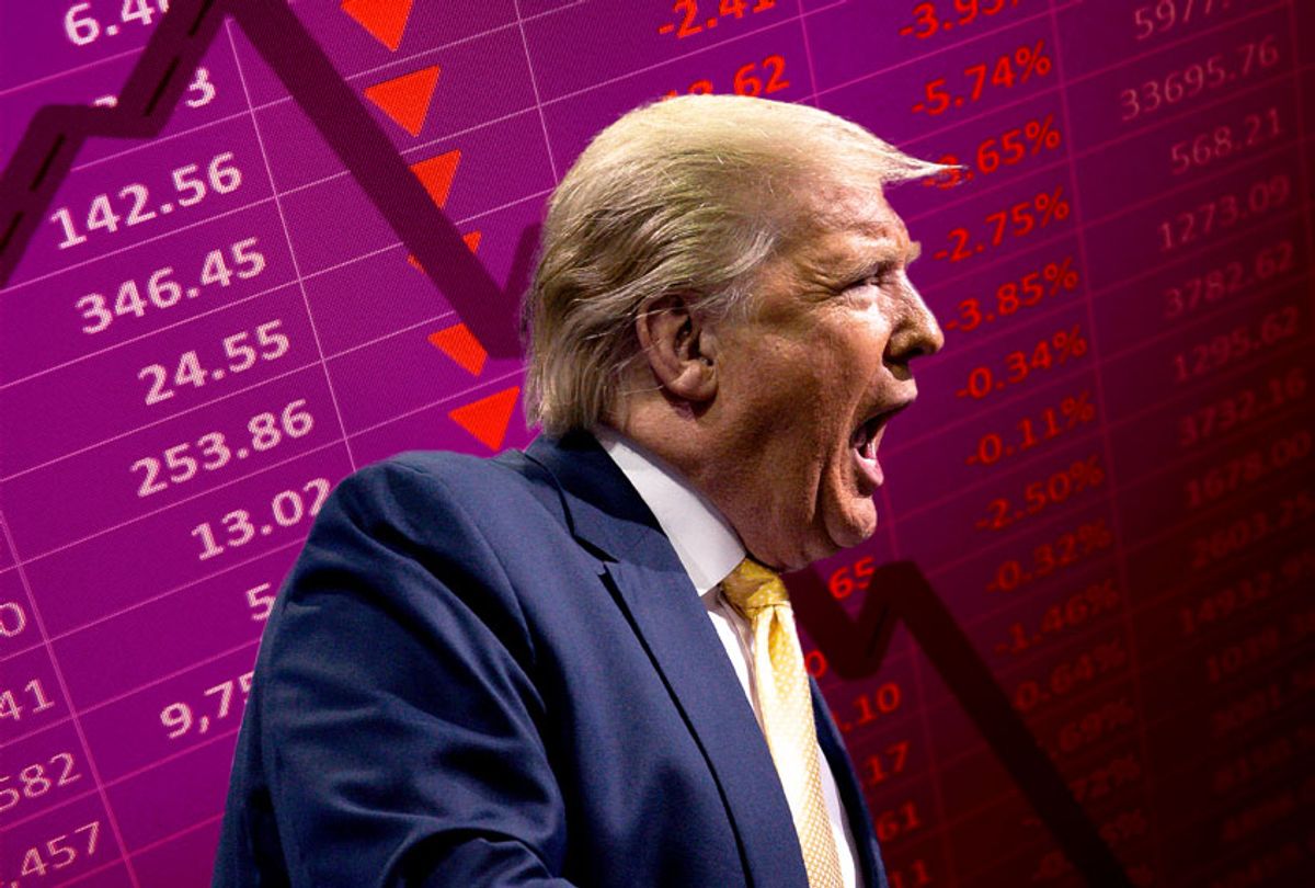 Donald Trump and the market plunging (AP Photo/Getty Images/Salon)
