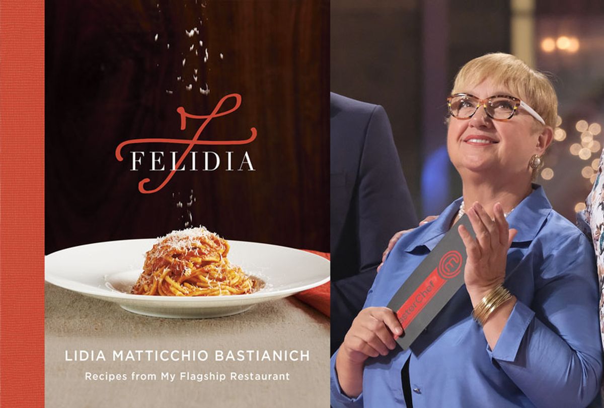Chef Lidia Bastianich and her cookbook, "Felidia" (Getty Images/Knopf/Penguin/Salon)