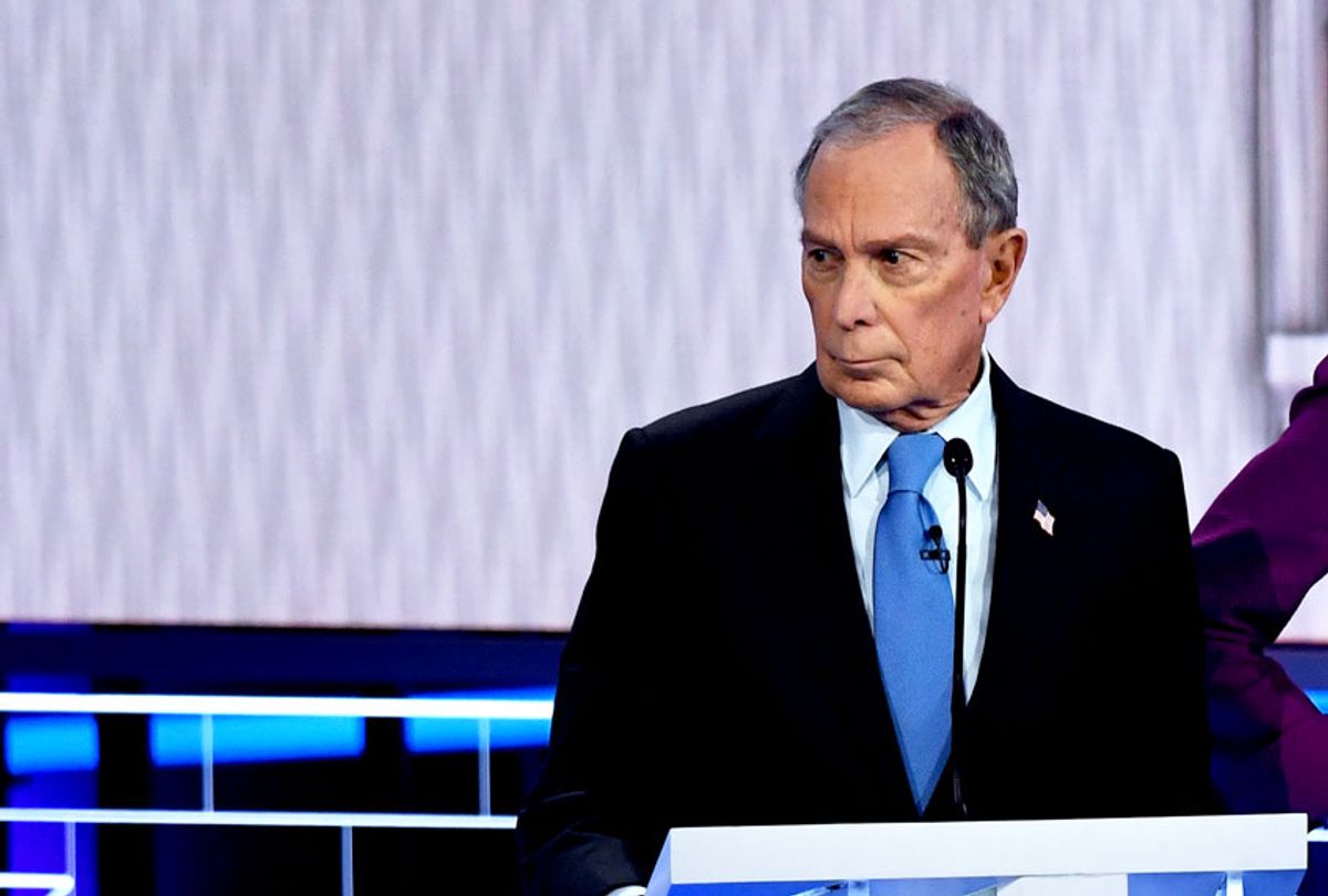 Democratic presidential hopeful former New York Mayor Mike Bloomberg looks on during the ninth Democratic primary debate of the 2020 presidential campaign season co-hosted by NBC News, MSNBC, Noticias Telemundo and The Nevada Independent at the Paris Theater in Las Vegas, Nevada, on February 19, 2020.  (MARK RALSTON/AFP via Getty Images)