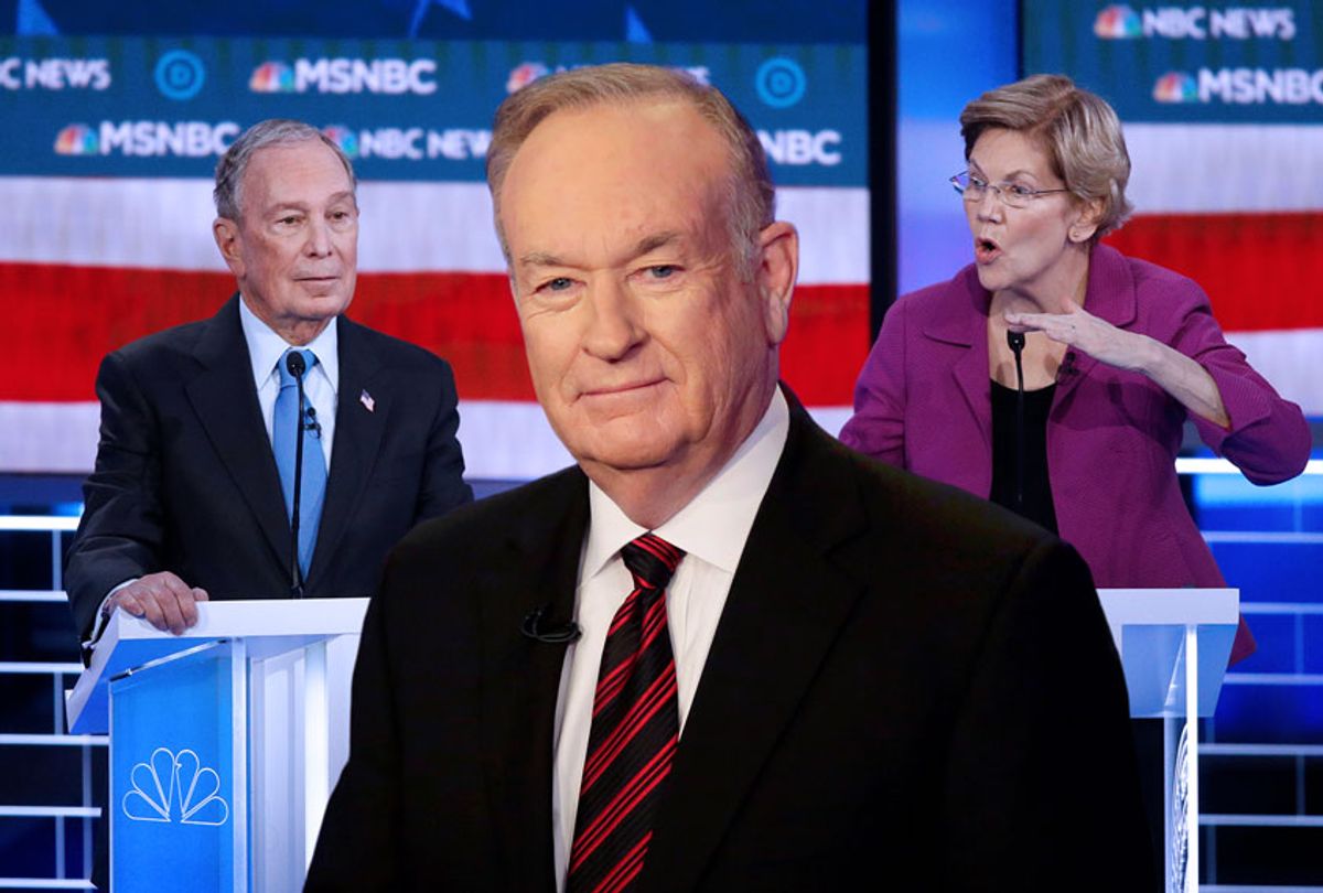 Bill O'Reilly, Elizabeth Warren, and Michael Bloomberg (AP Photo/Salon)
