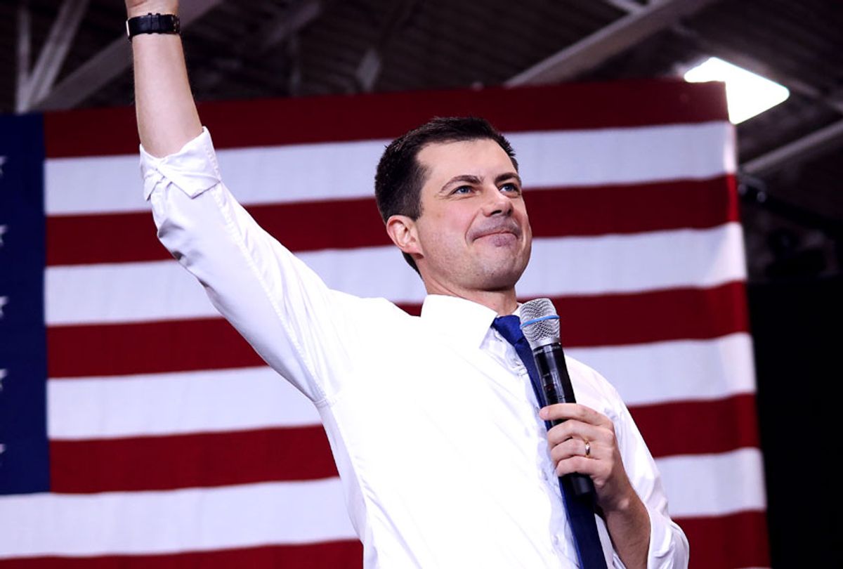 Democratic presidential candidate former South Bend, Indiana Mayor Pete Buttigieg arrives on stage before speaking at a Get Out the Vote rally February 08, 2020 in Lebanon, New Hampshire. New Hampshire holds its first in the nation primary in three days.  (Win McNamee/Getty Images)