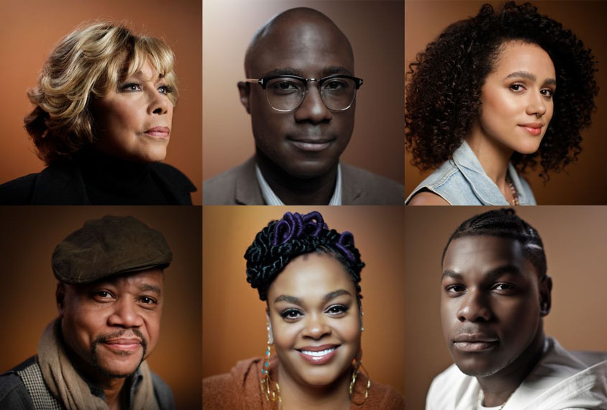 Diahann Carroll, Barry Jenkins, Nathalie Emmanuel, Cuba Gooding Jr, Jill Scott, and John Boyega (Simon Frederick/Array/Netflix)