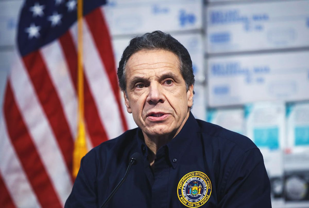 New York Gov. Andrew Cuomo speaks during a news conference in response to the COVID-19 outbreak, Tuesday, March 24, 2020 (AP Photo/John Minchillo)