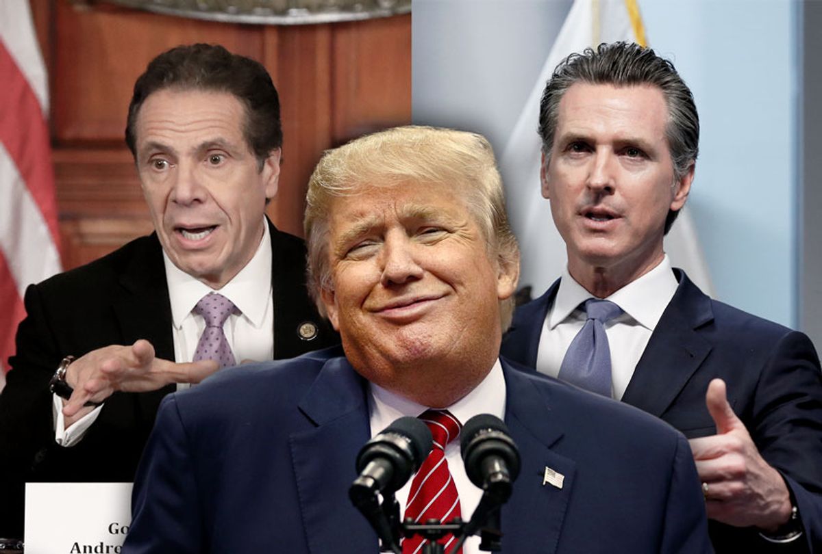 Gavin Newsom, Donald Trump, and Andrew Cuomo (AP Photo/Getty Images/Salon)