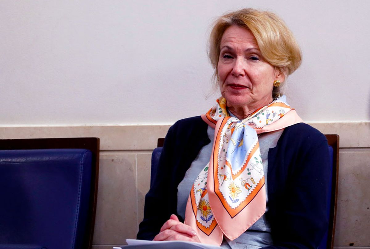 Dr. Deborah Birx, White House coronavirus response coordinator, listens as President Donald Trump speaks about the coronavirus on Thursday, April 23, 2020. (AP Photo/Alex Brandon)