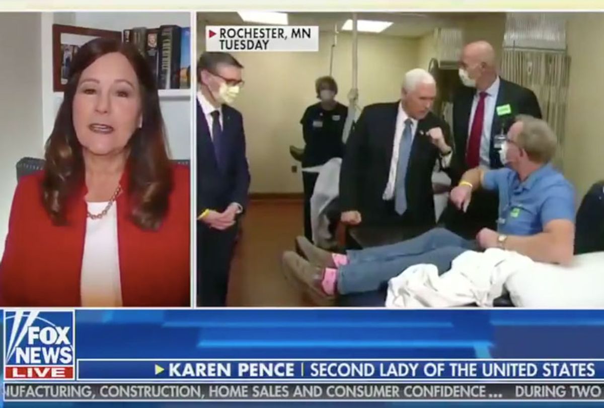 On Fox & Friends, Karen Pence defends her husband for not wearing a mask at the Mayo Clinic (Fox News)