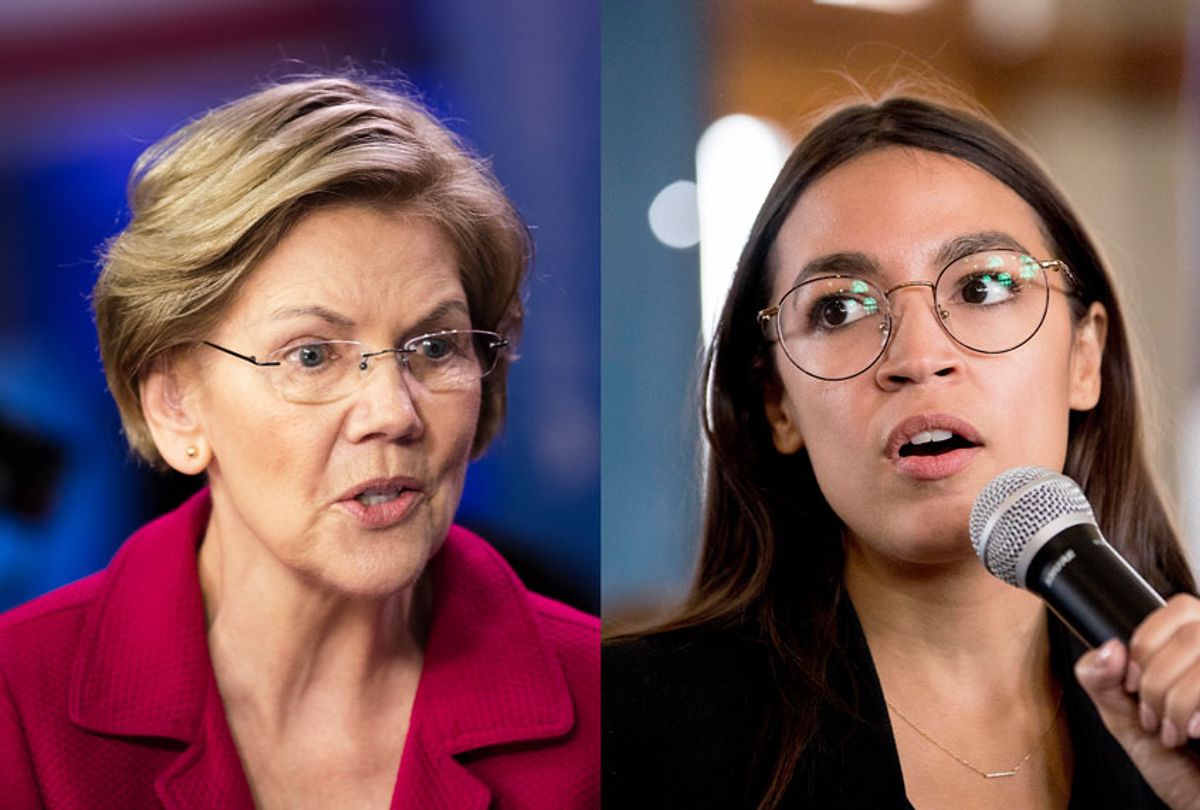 Sen. Elizabeth Warren and Rep. Alexandria Ocasio-Cortez (AP Photo/Matt Rourke/Andrew Harnik)