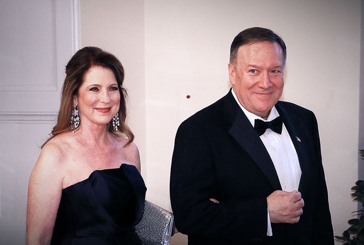Secretary of State Michael Pompeo (R) and Susan Pompeo arrive for the State Dinner at The White House (Paul Morigi/Getty Images)