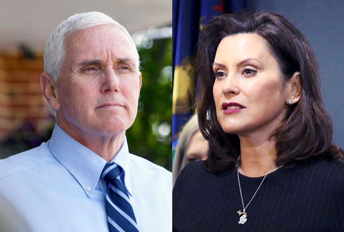 Mike Pence and Gretchen Whitmer (Salon/AP Photo/Susan Walsh/Michigan Office of the Governor)