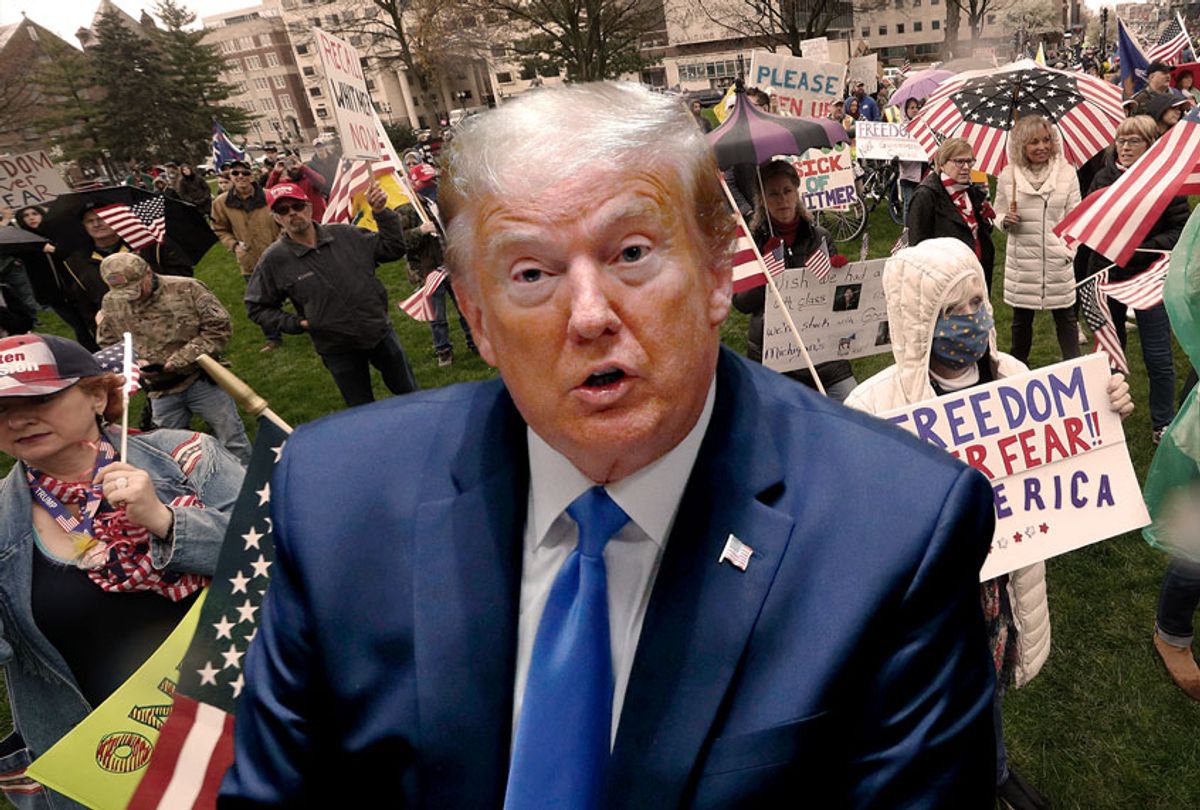 Donald Trump | Lockdown Protest in Michigan (Photo illustration by Salon/AP Photo)