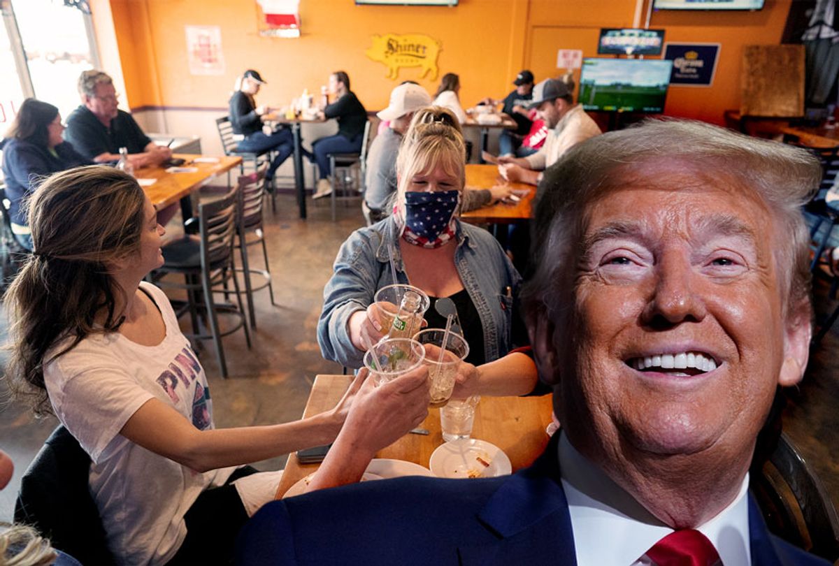 Donald Trump | Bars, restaurants and everything else is reopening in Wisconsin after the state Supreme Court struck down the state's stay-at-home order Thursday May 14, 2020 in Hudson, Wisconsin (Jerry Holt/Star Tribune via Getty Images/AP Photo/Evan Vucci/Salon)