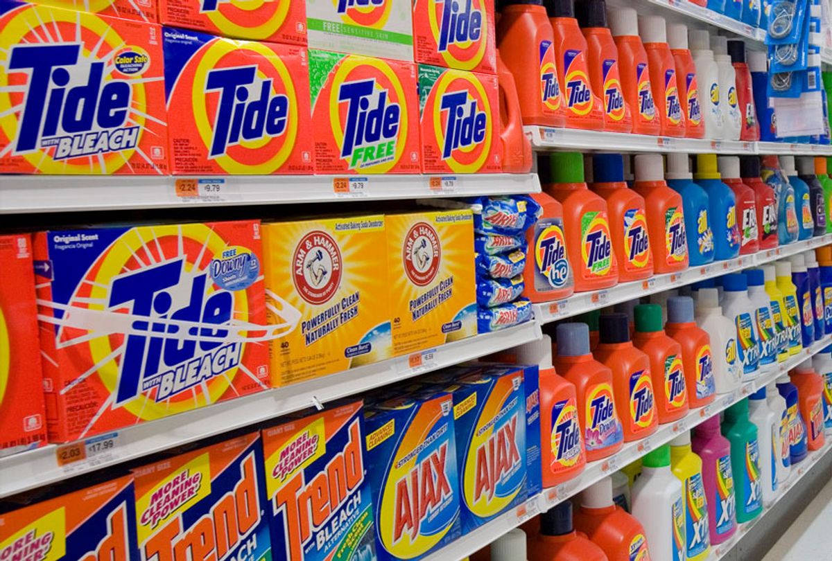 Cleaning supplies and laundry detergent for sale at a supermarket (James Leynse/Corbis via Getty Images)