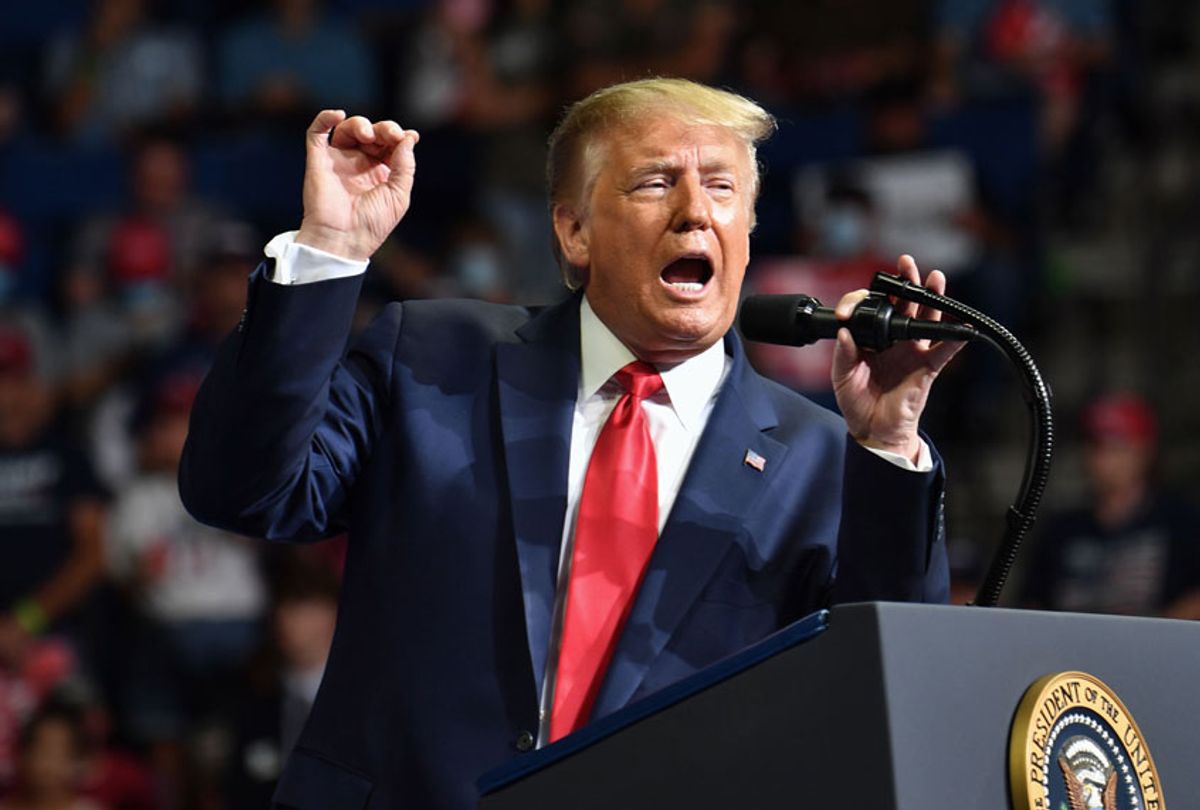 US President Donald Trump speaks during a campaign rally at the BOK Center on June 20, 2020 in Tulsa, Oklahoma. (NICHOLAS KAMM/AFP via Getty Images)
