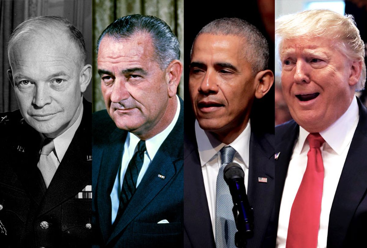 Dwight Eisenhower, Lyndon B. Johnson, Barack Obama and Donald Trump (Getty Images/Salon)
