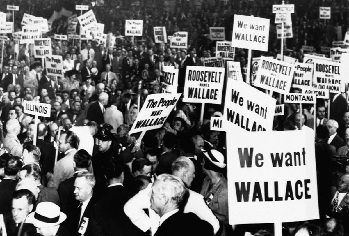 At the 1944 Democratic National Convention, delegates show support for the current Vice-President, Henry A. Wallace (Getty Images)