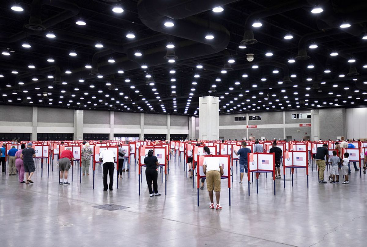 General view of voters during Tuesdays Kentucky primary election on June 23, 2020 in Louisville, Kentucky. The Kentucky Exposition Center is the only polling location for Tuesday's Kentucky primary in Jefferson County, home to Louisville and 767,000 residents. (Brett Carlsen/Getty Images)