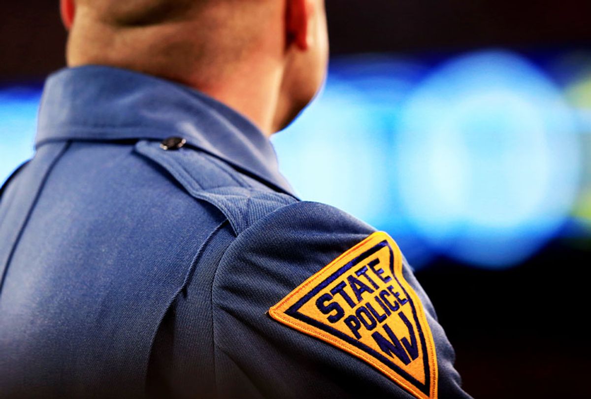 A New Jersey State Police trooper (Jamie Squire/Getty Images)